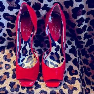 Jessica Simpson Red Open Toe Pumps Size 9
